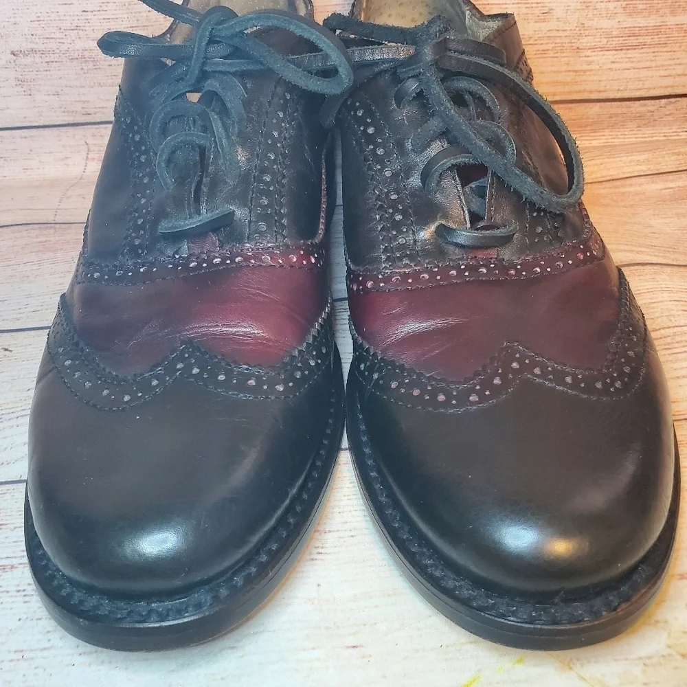 Freebird Mens Size 9 King Wingtip Oxford Black Burgundy Derby Dress Shoes